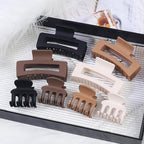 Medium Hair Clips for Women 8 Pcs Small Claw Clips for Thin and Thick Hair 2 Styles Hair Claw Clips Combination Rectangle Banana Jaw Hair Accessories for Women and Girls (Brown)