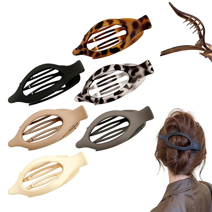Flat Hair Clips for Women, French Hair Claw Clips for Thick, Thin, Long & Short Hair, Duck Billed Clips, No-Slip Grip Hair Styling Accessories for Women Girls Daily Use (Mix 6PCS)