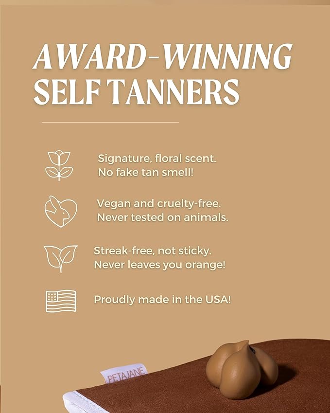 Peta Jane Bronzing Mitt and Medium Tanning Mousse - Made in the USA - Sunless Tanner for a Natural Glow