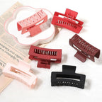 3.5 Inch Medium Hair Claw Clips 6 Pack Hair Clips for Women Square Rectangle Claw for Hair Banana Jaw Clips Hair Accessories for Girls -Red