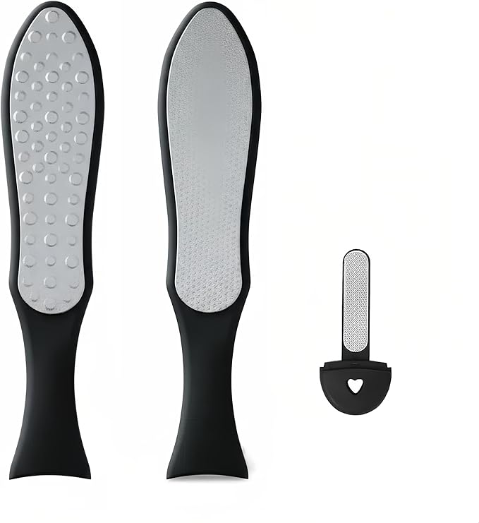 3 in 1 Large Size Durable Foot File Callus Remover (1 Pc) with Double Sided Stainless Heel Scraper for Cracked Heels, Pedicure Tools for Feet Ped Egg for Feet with Coarse and Fine Sides.