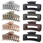 TOCESS Hair Claw Clips for Women, 8 Pack Large 4.33 Inch Jumbo Strong Hold Claw Clip Set for Thick, Thin, Long, Curly Hair, Big Neutral Matte Non-Slip Rectangle Clamps for Girls