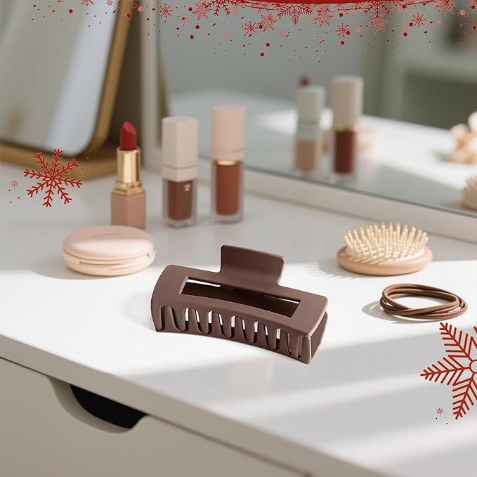 TOCESS Hair Claw Clips for Women, 8 Pack Large 4.33 Inch Jumbo Strong Hold Claw Clip Set for Thick, Thin, Long, Curly Hair, Big Neutral Matte Non-Slip Rectangle Clamps for Girls