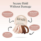 Kitsch Hair Ties No Damage - Strong, Stretchy Hair Bands | Soft Nylon Ponytail Holders, Snag-Free Rubber Bands, Perfect for Updos & Braids | Ideal Gifts for Women - Rosewood, 8pcs