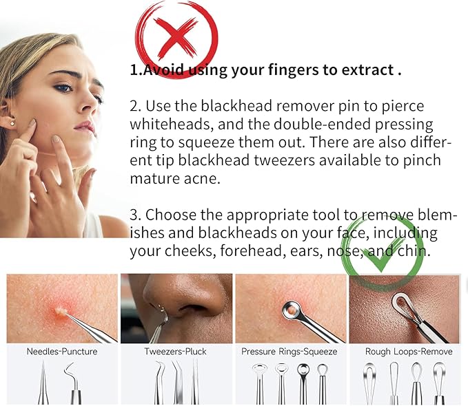22 Pcs Pimple Popper Tool, Blackhead Remover Acne and Zit Comedone Extractor Kit
