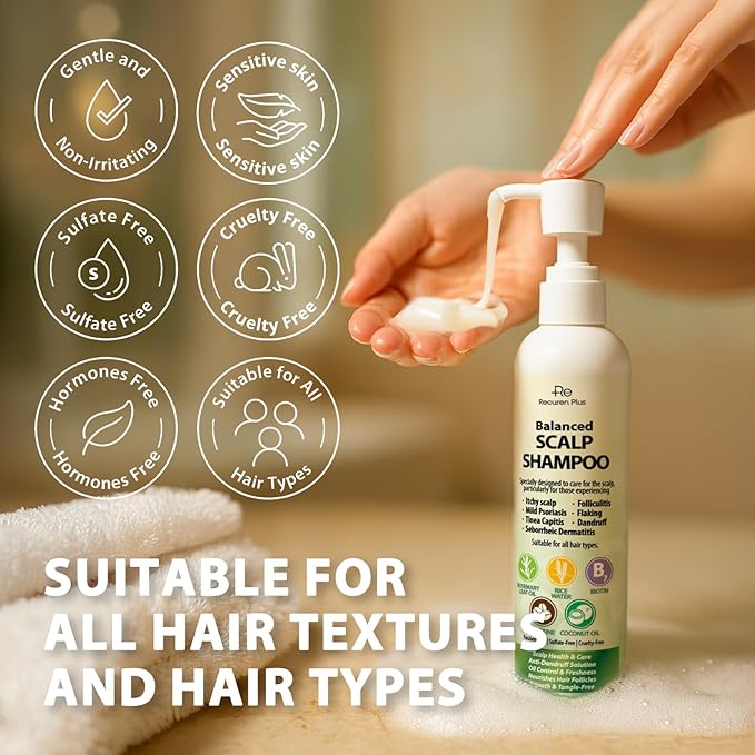 Antifungal Shampoo for Folliculitis and Seborrheic Dermatitis: Scalp Psoriasis Treatment, Dandruff & Itchy Scalp Relief with Salicylic Acid, Piroctone Olamine, Rosemary & Coconut Oil 8.8 fl.oz