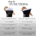 LORYP Retractable Makeup Brush Black Kabuki Foundation Brush for liquid Cream and Powder Makeup 2 Pack Travel Makeup Brush Set