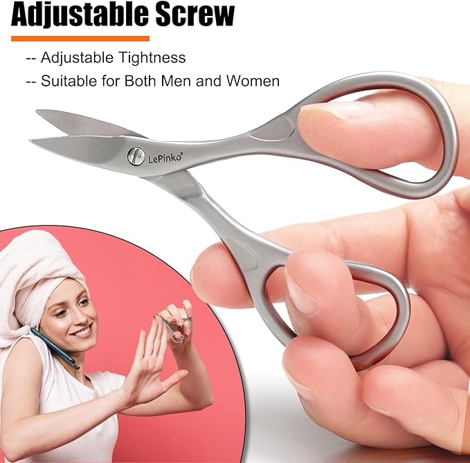 LePinko Professional Nail Scissors Kit, Micro-serrations Blades, Both for Manicure and Pedicure, Stocking Stuffers Gifts For Men and Women