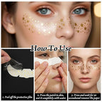Face Glitter Freckles, 12 Pcs Gold Temporary Face Tattoos Stickers Waterproof Sparkle Face Speckles Makeup Patches Cute Body Temporary Tattoo Rave Accessories for Women Music Festival Accessories