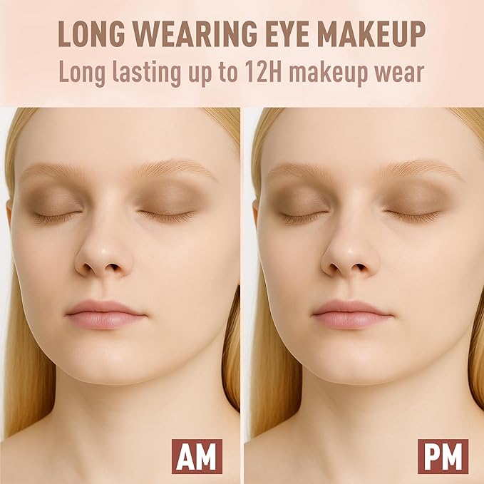 FV Long Lasting Cream Eyeshadow Stick, Waterproof & High Pigmented Eye Shadow Sticks Duo with Blending Sponge, Crease-Proof & Natural Finish Eyeshadow Pencil, Vanilla Matte