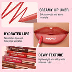 6pcs Hydrating Lip Oils + Lip Liner Pencil Lip Combo Sets, 24H Long-Lasting Lip Kit with Lip Liner and Gloss, Nourishing, Non-Sticky Tinted Stain Lip Gloss Plumping Lip Oil Set for Women(Set A)