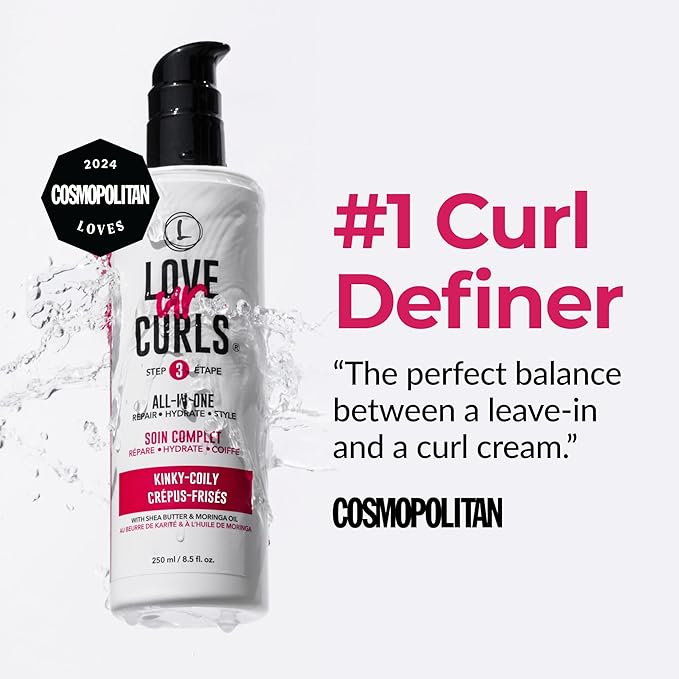 Love Ur Curls - Kinky Coily All in One Curl Cream Styler, Curling Cream for Curly Hair, Repair, Define, Hydrate & Style with Shea Butter, 250mL