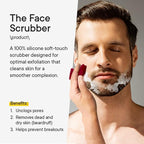 VWMYQ Silicone Face Scrubber for Men Facial Cleansing Brush Silicone Face Wash Brush Manual Waterproof Cleansing Skin Care Face Brushes for Cleansing and Exfoliating (red)