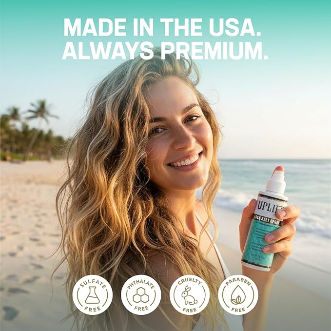 Uplift Provisions Company Sea Salt Spray - Versatile Texture Spray for Hair to Achieve Perfect Beach Waves, Amplify Curly Hair, or Boost Volume in Fine or Thin Strands - 5.5 oz