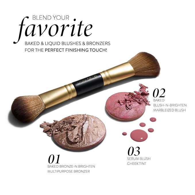 LAURA GELLER NEW YORK Dual-Ended Blush + Bronzer Brush - Blush Bronzer Contour Face Makeup Brush