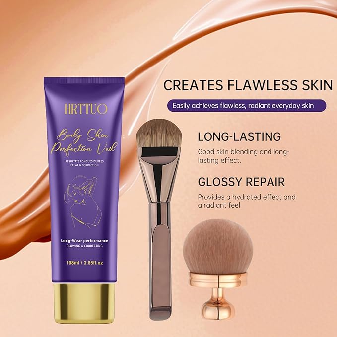 Body Coverage Perfector, Waterproof Leg & Body Makeup for Tattoo & Scar Cover Up, No Transfer Coverage Concealer with Brush, All Over Complexion Perfector for All Skin Tones (Golden Radiance)