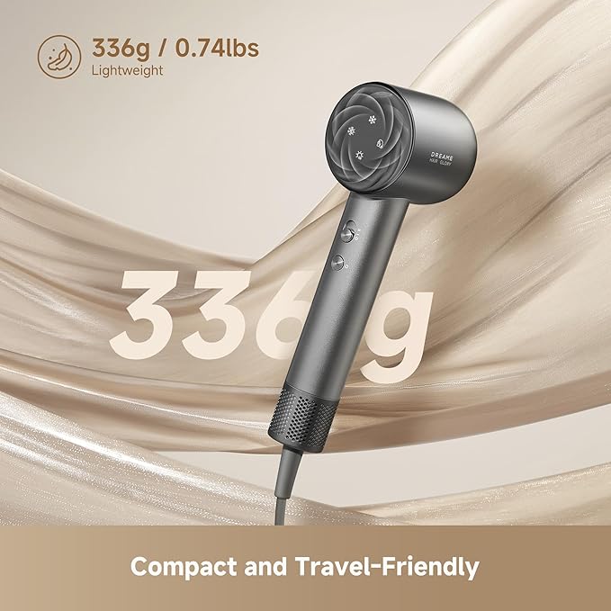 Dreame Glory Mix High-Speed Hair Dryer, Dual Voltage, 3 Magnetic Nozzles, Perfume Infusion, Customized Fragrant Drying, NTC Control, 300M Negative lons, 110,000RPM Motor, 336g Lightweight, Black