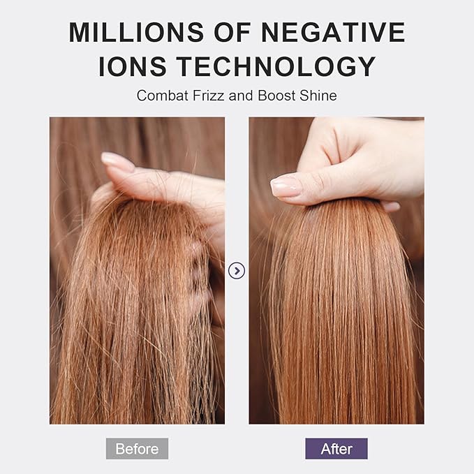 Dual Voltage Hair Dryer Brush Travel Blow Dryer Brush in One,2 inch Portable Mini Hot Air Brush,Travel Hair Tools/Volumizer/Straightener/Curler,European Blow Dry Brush with EU&UK Plug