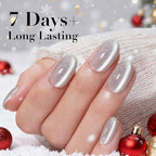 AZUREBEAUTY Cat Eye Nail Polish Fast Drying Silvery Glitter Top Coat Nail Polish Moonlight Natural Glassy Shine Salon Quality for Women Girl Gifts