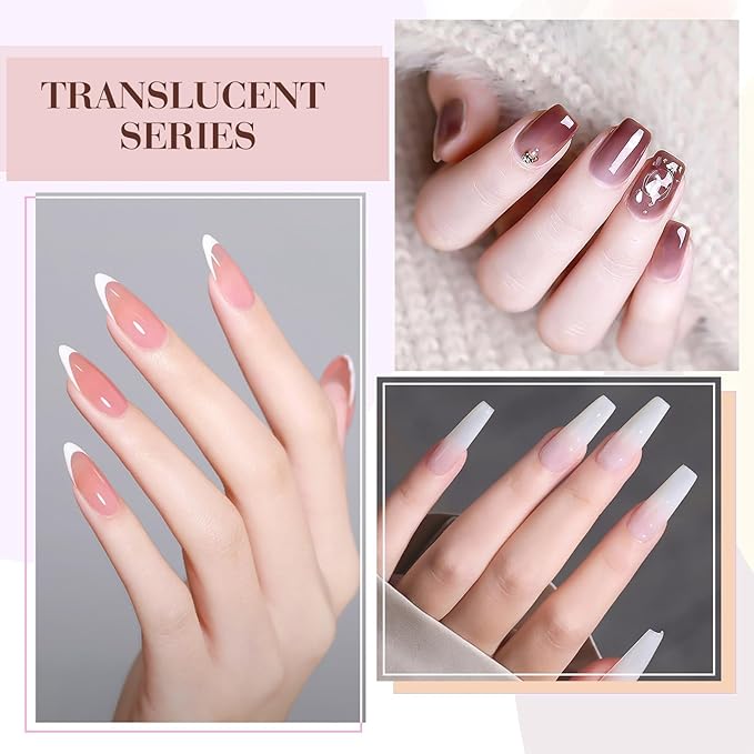 CANNI 9ml Hema-Free Jelly Gel Nail Polish Set- 6Pcs Jelly Nude Pink Neutral Transparent Milky White Colors Kit,Soak Off LED Manicure Kit DIY at Home Salon Gifts for Women Girls