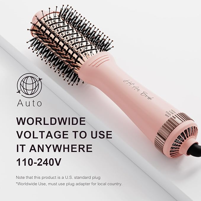 One Step Hair Dryer Brush Blow Dryer, Dual Volatge Hair Dryer Brush-60mm Oval Brush Head, Volumizing Blowout Brush with Ionic Technology for Salon Quality Blowout, Smooth and Shiny Hair