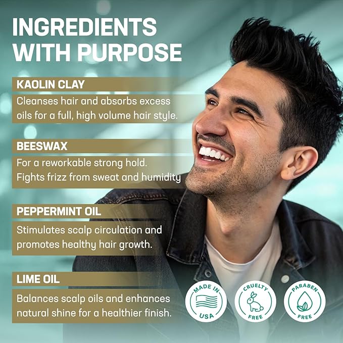 Uplift Provisions Company Styling Compound - Hair Clay Pomade with a Natural, Matte Finish and Medium Hold - Versatile Styling Clay for Men or Women 3 oz