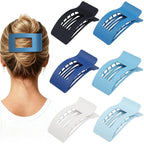 French Flat Hair Clips for Women 6pcs Hair Claw Clips for Thick or Thin Hair Matte Claw Clips for Girls Barrettes Non-Slip Strong Hold Hair Accessories for Women (Blue)