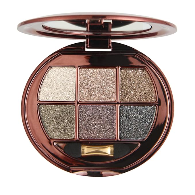 6 Colors Shimmer Eyeshadow Palette with Mirror, Neutral Nude Eye Shadow Matte & Glitter Shades Highly Pigmented Blendable Waterproof Long-Lasting Natural Smokey Eye Makeup Palette for Women 2#