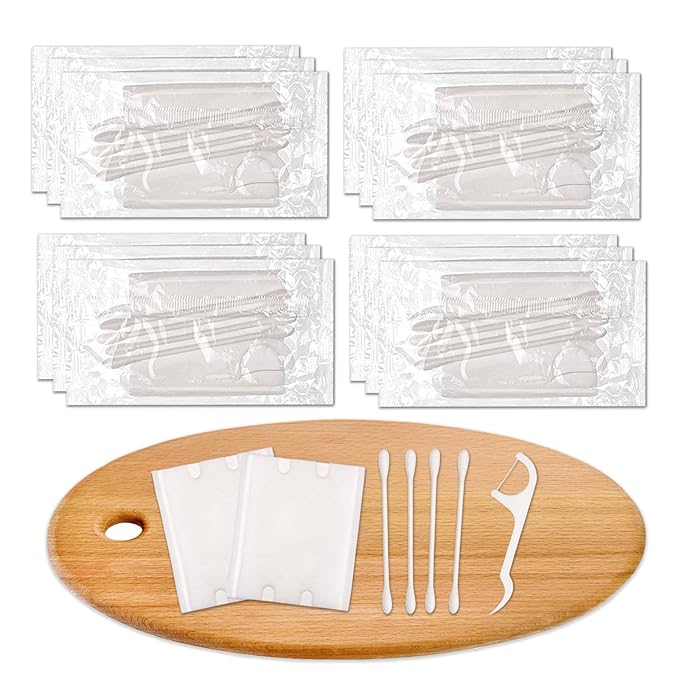 200 Pack Hotel Vanity Kit Individually Wrapped, Bulk Hotel Amenities Kit, Hospitality Set, Amenities Hotel Vanity Set Hygiene Products Include Cotton Pads, Cotton Swabs, Dental Floss Picks