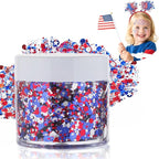 Red White Blue Patriotic Face Glitter & USA Star Headband Set,4th of July Hair Glitter Accessories,Blue Body Glitter Makeup,Fourth of July Outfits for Women Girls Kids