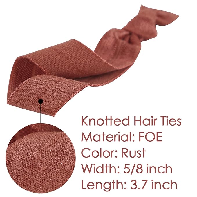 MEEDEE 100 Pack Rust Color Hair Ties For Women No Crease Soft Elastic Ribbon No Damage Rust Hair Ties Knotted Ouchless Hair Ribbon Yoga Hair Ribbons Elastic Bracelets