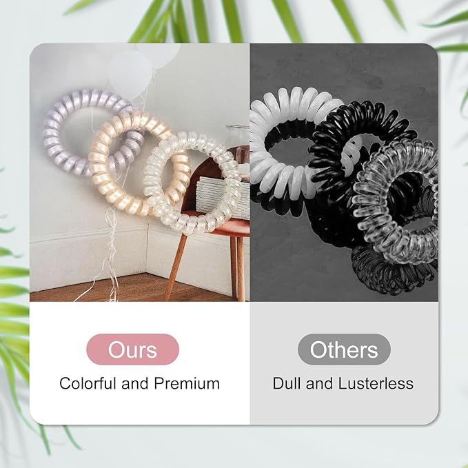 JessLab Spiral Hair Ties for Women, 10-Pack Traceless No-Damage Ponytail Holders, Coils Hair Bands for Girls, Assorted Colors