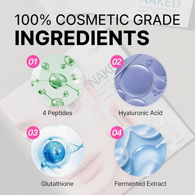 FRANZ - UV Patch UPF 50+ Sun Protection for Daily Outdoor Activities - Breathable Lightweight Comfortable - Peptide for Radiance, Wrinkles, Anti-Aging - 5 pairs