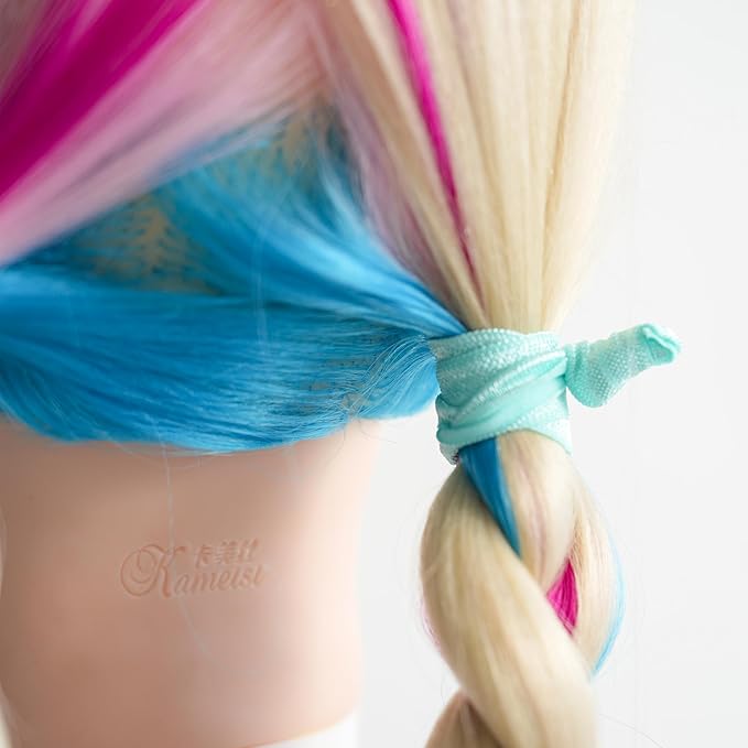 MEEDEE 100 Pack Mint Green No-Crease Soft Ribbon Hair Ties for Women - Knotted, No Damage, Ouchless for Ponytails, Yoga, and Bracelets