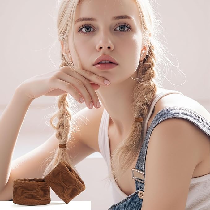 25 PCS Hair Ties, Soft Seamless Cotton & Nylon Elastic Ponytail Holders, No Damage Rubber Bands for Thick Hair, Stretchy Hair Accessories for Girls & Women