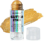Gold Body Glitter Stick, Long Lasting Moisturizing Body Glitter for Women, Multi-Use Highlighter Makeup, Sparkling Face Glitter Mermaid Makeup for Kids, Travel Size for Daily, Festival, Party
