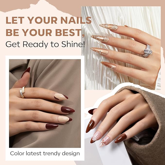 modelones Nail Polish Set 6 Colors, Fall Winter Brown Nude Silver Glitter Nail Polish Skin Tone Collection Quick Dry Mini Manicure DIY Nail Art Salon Home Gifts For Women Girl