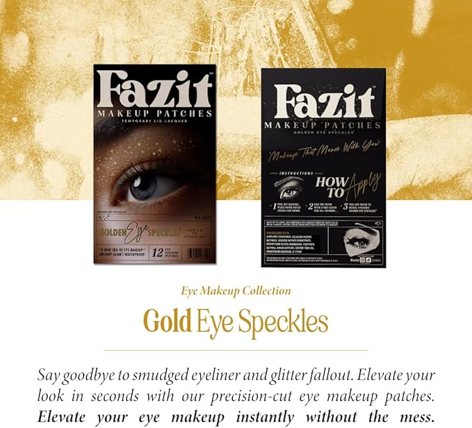 Fazit Makeup Patches - Golden Eye Speckles - Glow Up Make-Up Patches - Cute Glitter Makeup Accessories for Women - Cosmetic Glitter for Face