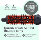 MINT Extra-Long 1 1/3 Inch Thermal Brush for Effortless Curls, Volume & Waves | 230-430°F 2-Heater Ceramic Curling Iron Brush Creates Long-Lasting Styles | Heated Round Styler