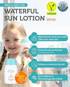 GOONGBE Sun Lotion SPF 40 & Sun Stick SPF 50-100% Zinc Oxide Mineral Sunscreen - No White Cast - Vegan Reef-Safe for Babies Kids Adults - Korean Skincare, 2.82oz & 0.49oz