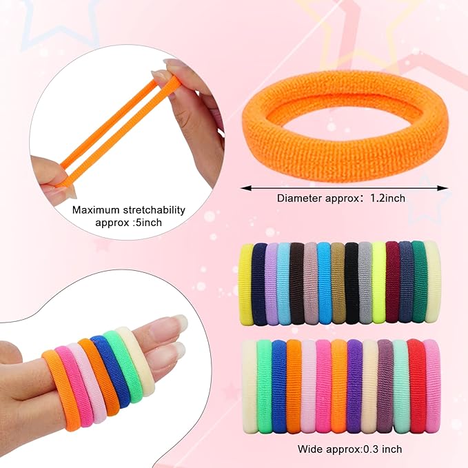 500pcs Baby Hair Ties, Toddler Hair Ties for Girls, Kids Seamless Elastic Hair Bands, 1 Inch No Metal Ponytail Holders, Soft Cotton Hair Accessories, 30 Assorted Colors, Durable & Pain-Free