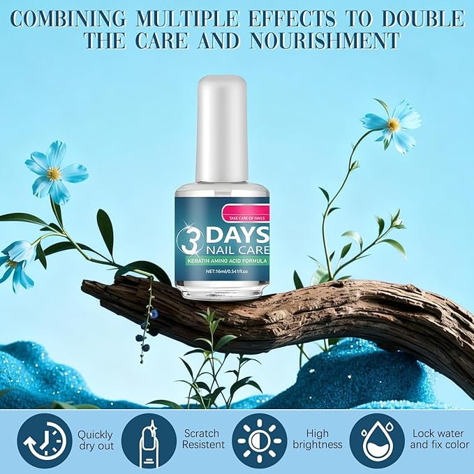 3 Days Nail Care - Strengthening and Hydration, for Dry, Weak & Fragile Nails, 16ml/0.56oz (2pcs)