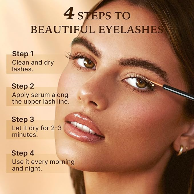 Eyelash Growth Serum with Advanced Formula: Rapid Eye Lash Enhancing Serum for Eyelash and Eyebrow Growth in 3-4 Weeks - Boost Longer Thicker and Fuller Lashes (3ML)