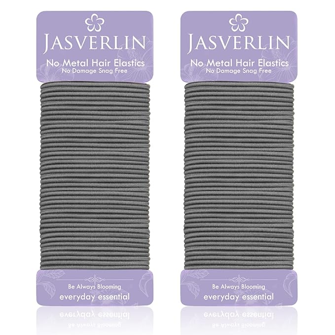 Small Hair Ties, Snag Free No Metal Elastic Ponytail Holders for Girls, Women, Men - Thin Hair Accessories for Fine to Medium Curly Hair (2mm, 80 Pcs, Gray)