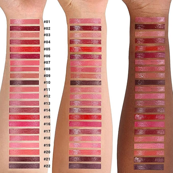 evpct Bright Fire Red Shiny Longwear No-Budge Liquid Lip Color Lipstick Makeup, Highly Pigmented Color Instant Shine, Waterproof Long Lasting Lipstick Women Lip Stain Gloss with Lip Liner Brush, 05#