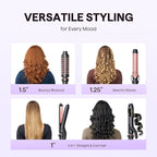 Wavytalk 3 in 1 Curling Wand Set, Multi Curl, Curling Iron Set with Heated Round Brush, Flat Iron Hair Straightener, 1 1/4 inch Curling Iron, Dual Voltage Hair Curler
