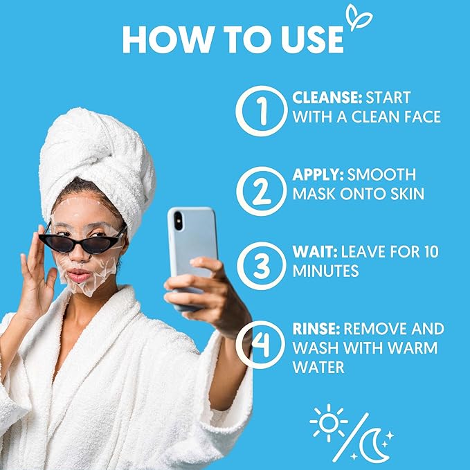 By Nature 2% Hyaluronic Acid Sheet Face Mask for Dry, Dehydrated & Sensitive Skin – Hydration Boost with Prickly Pear & Squalane – Made in New Zealand – Pack of 12