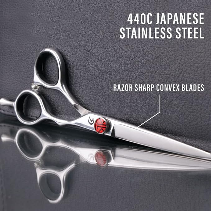 Tokko Katana Classic Professional Razor Edge 440C Japanese Stainless Steel Hair Cutting Scissors 6.5" Barber Shears With Adjustment Screw and Leather Case
