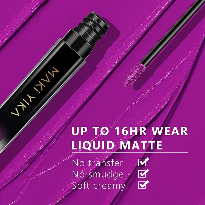 MAKI YIKA Purple Lipstick for Women Color Stay Long Lasting Lipsticks, No Smudge Matte Liquid Lipstick Transferproof Cruelty-Free Lip Color, Pearl Purple