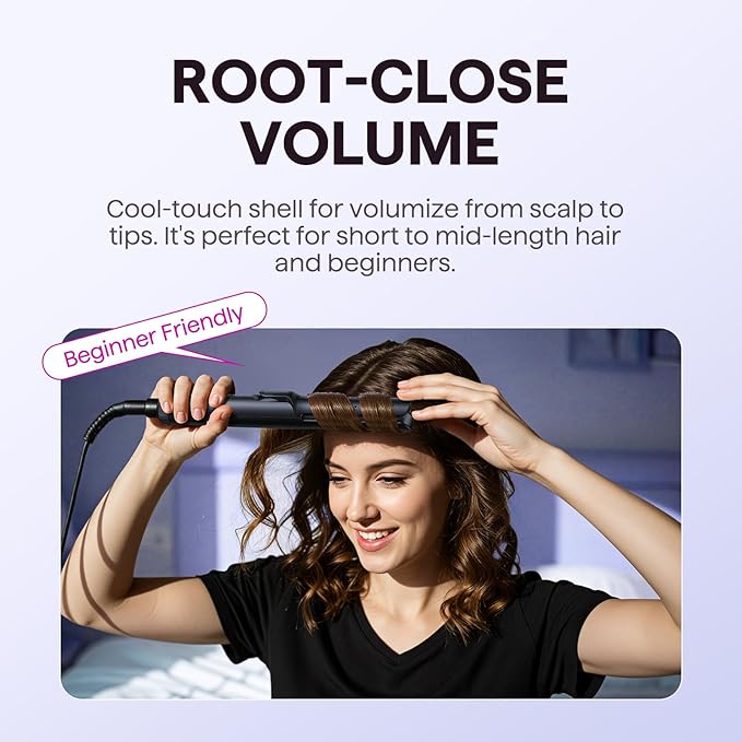 Wavytalk Airflow Styler Curling Iron, Cool Curl, 360° Cool Air Lock in Style for Lasting Curls, Reduces Damage, 2 in 1 Hair Straightener and Curler, 1.25 Inch, Anti-Scald for Short Long Hair